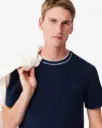 T-shirt en Piqué stretch col rayé