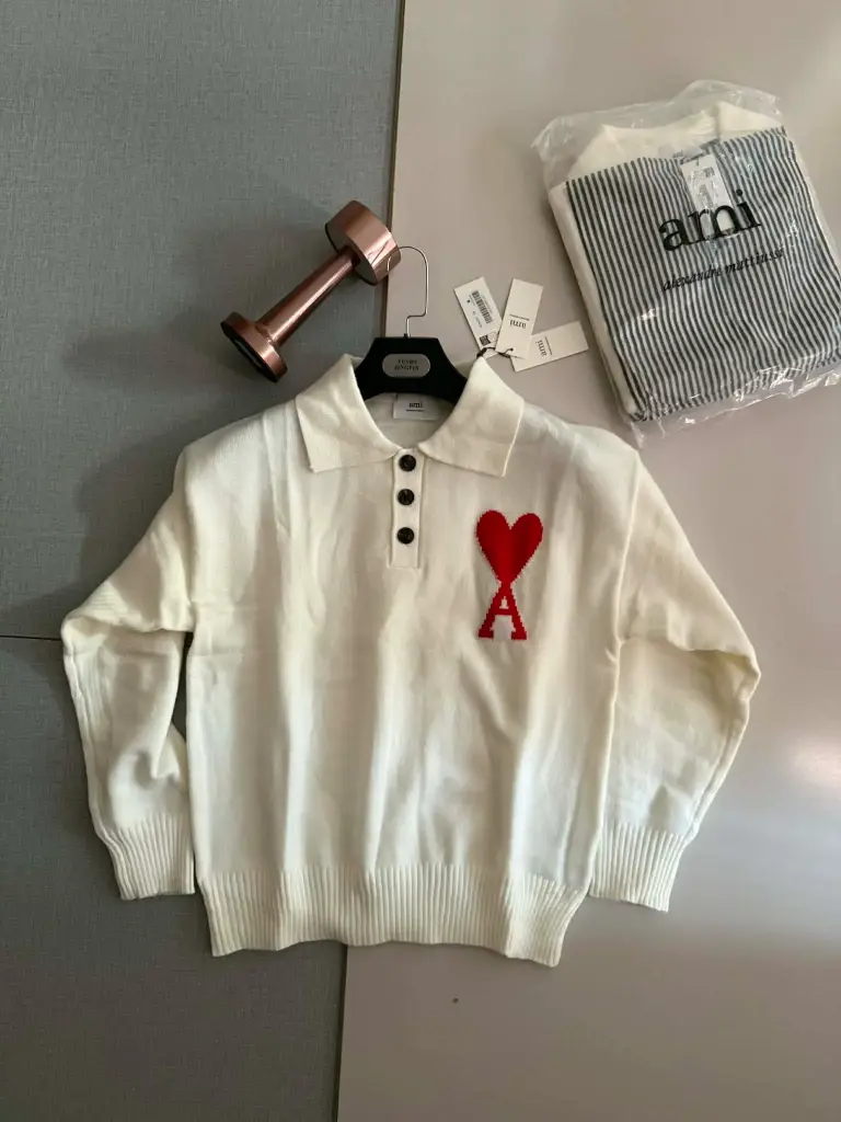 Polo Ami Paris Blanc unisexe.