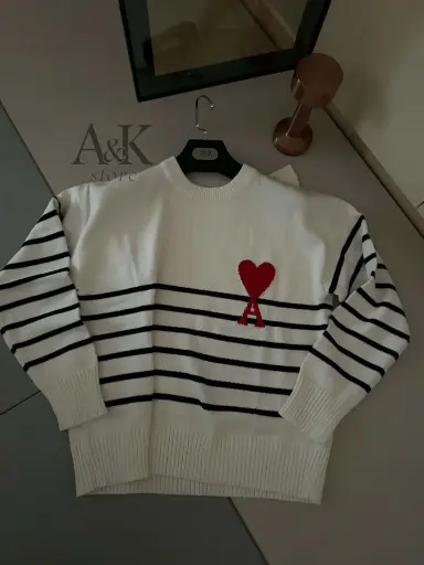 Ami Paris Unisexe Rayée Blanc 