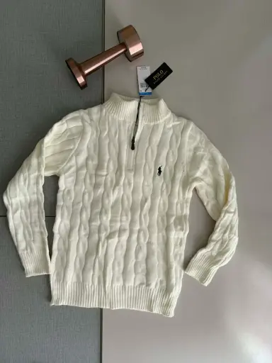 Triko Ralph Lauren Zip blanc