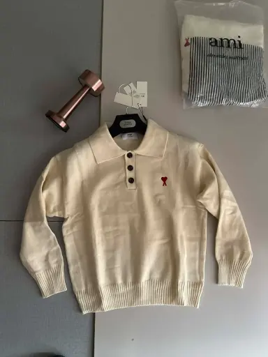 Polo Ami Paris Blanc sale unisexe