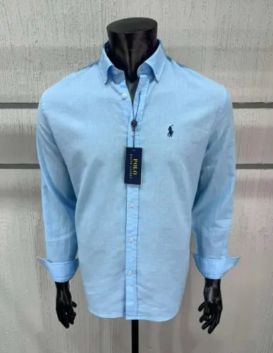 Chemise Slim Fit en lin bleu ciel